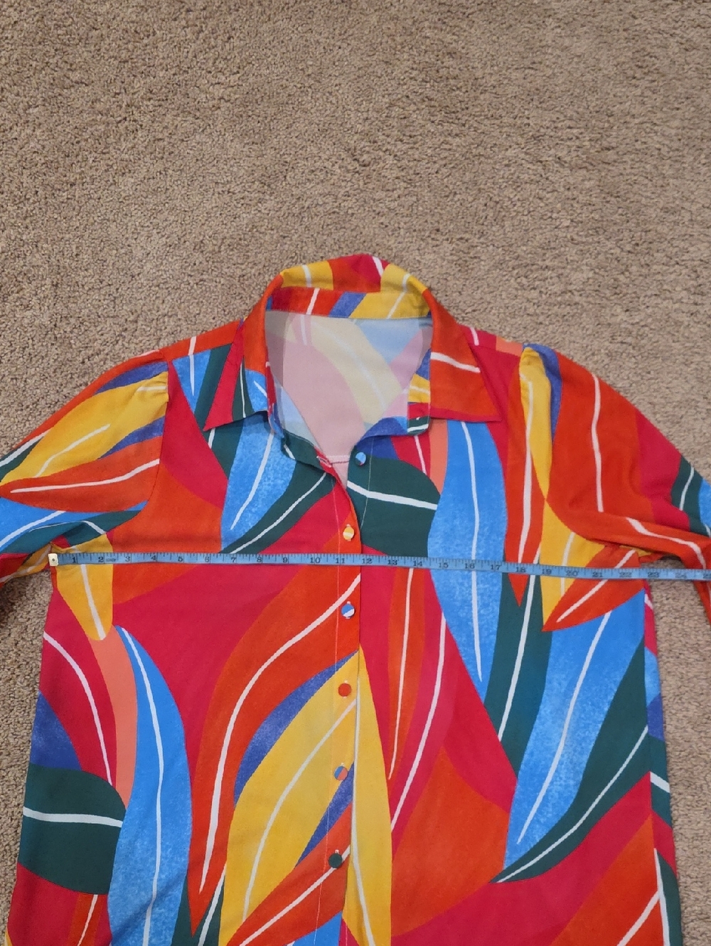 Colorful Abstract Stripe Button-Down Blouse - Picture 3 of 5